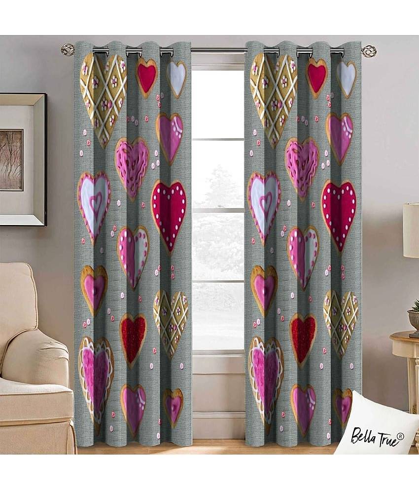 BELLA TRUE  Set of 2 Door SemiTransparent Eyelet Polyester Multi Color Curtains ( 213 x 113 cm )