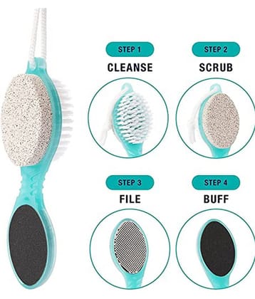 Lenon 4 In 1 Foot Pedicure Brush, Pumice Stone, Scrubber & File | Remove Dry, Crack Hard Skin, Calluses and Warts for Feet, Toes