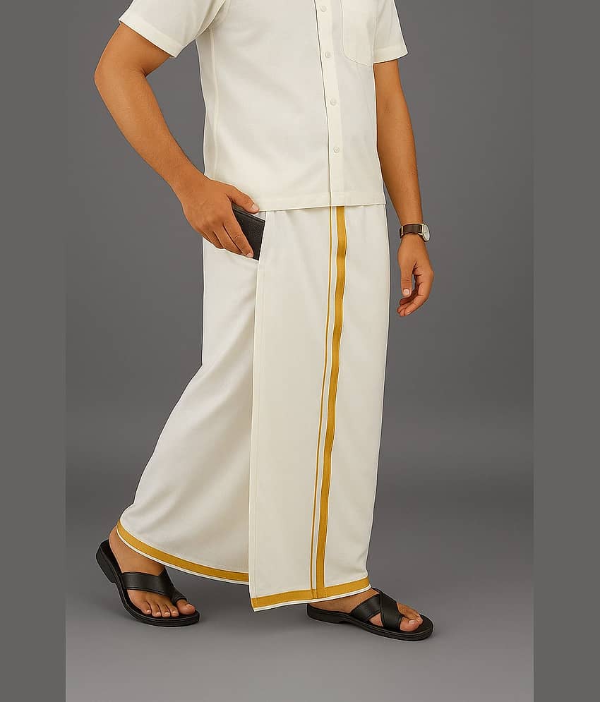 Shyam Handloom Cotton Men's Dhoti Gold ( Pack of 1 )