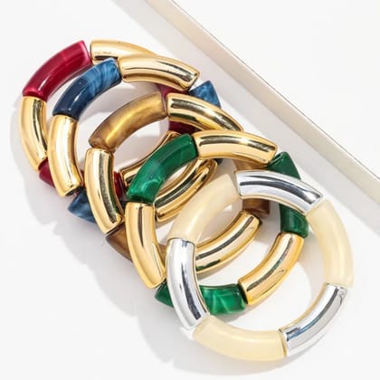 Glitter Arylic Bangles-Stainless Steel / 05