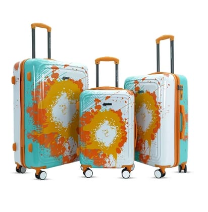American Traveller TourisGlide Sport Luggage Trolley Bag Set of 3 (PC) Durable Hard Shell for Travel Suitcase with 360 Disk Wheels| TSA Type Lock| Heavy-Duty Lining| Football Splash