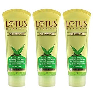 Lotus Herbals Neemwash Neem  Clove Ultra Purifying Face Wash With Active Neem Slices  120Ml  (Pack Of 3)