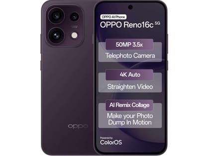 OPPO Reno 16c 5G Smartphone, 8GB RAM, 256GB Storage - Twilight Violet