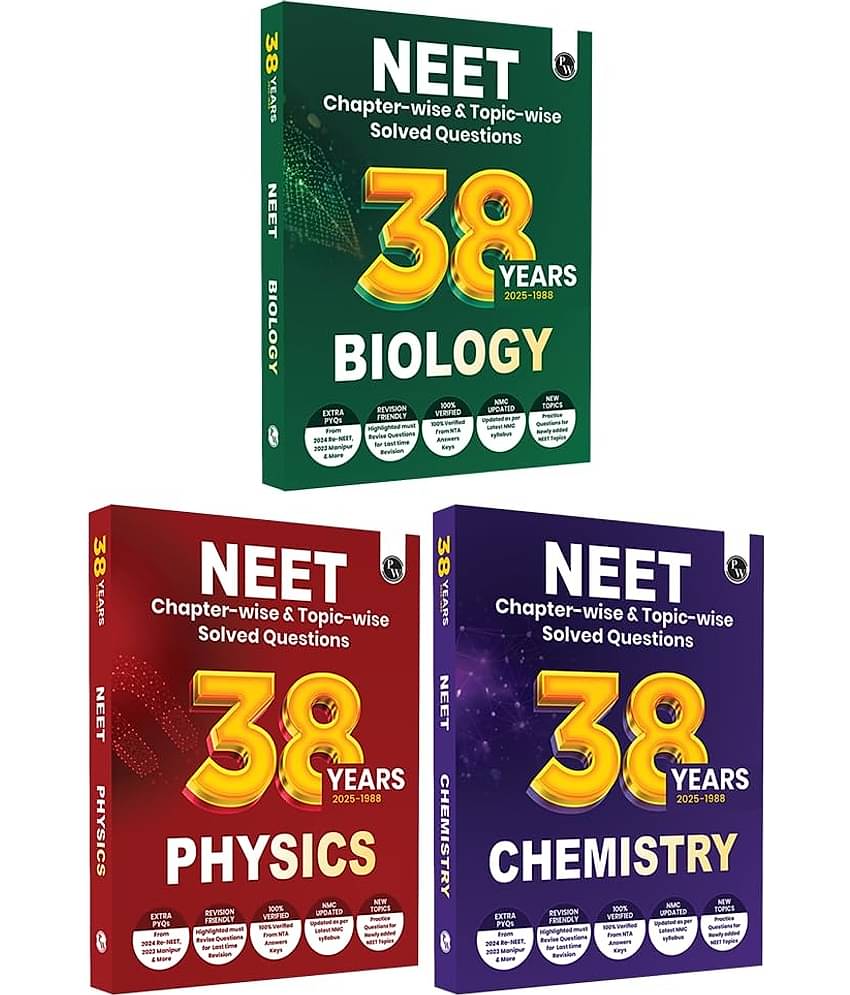 Physics Wallah PW 38 Years NEET Previous Year Solved Question Papers Physics, Chemistry and Biology PYQ Combo Set of 3 Books (2025 - 1988) Chapterwise Topicwise Solutions For NEET Exam 2026 Paperback – 5 May 2025