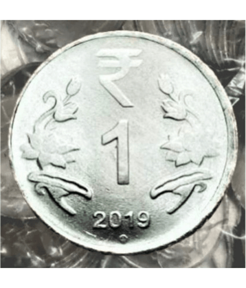 Extremely Rare 1 Rupee RBI Seal 100 Coin Pouch 2019 Noida Mint Top Luster Dot Mark Definitive Issue Very Rare