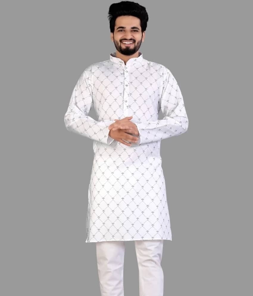 Nofilter White Cotton Blend Men's Regular Kurta ( Pack of 1 )