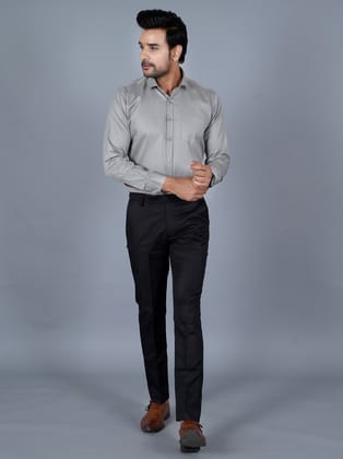 QVERR Slim Fit Men Black Trousers