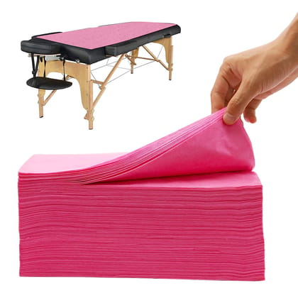 KUDIZE Disposable Non-Woven Bed Sheet for Hospital, Hotel, Clinic, Spa, Travelling, Saloon, Saunas, Tattoo and Outing for Man, Woman, Elderly and Baby Care. (10, Pink, 31 * 72 Inch 78 * 182 C