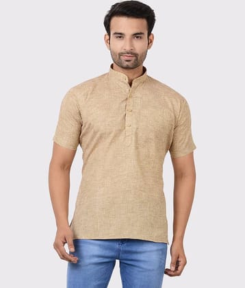 Maharaja - Khaki Linen Men's Regular Kurta ( Pack of 1 )