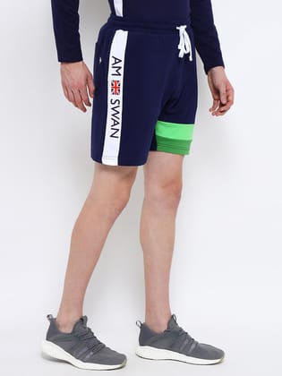 Mens Premium Cotton Colourblocked Printed Shorts-S