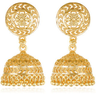 South Screw back alloy Gold plated Jhumki, Jhumka, Jhumkas Earring for Women and Girls[VFJ1486ERG]