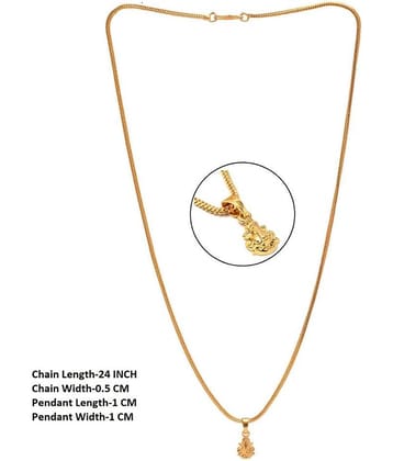 Jewar Mandi Gold Plated Ganesh Pendant with Chain Daily use for Men Womens Girls (Golden)