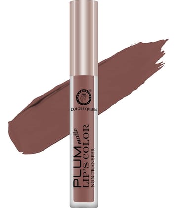 Colors Queen Plum Matte Non Transfer Water Proof Liquid Matte Lipstick 7ml, Hot Nude (Shade - 26)