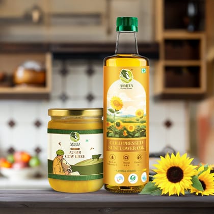 Cow Ghee 500 ml & Sunflower Oil - 1 Ltr-Combo
