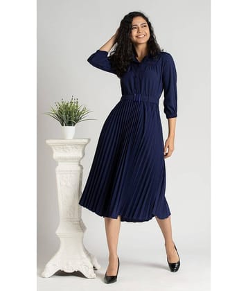 aask Women Crepe Solid Fit & Flare Dress ( Wine )