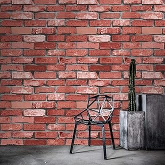 Eurotex Wall Paper for Wall Decor, Non Adhesive Wallpaper for Walls Living Room, Bedroom (53 x 1000 cm, Roll 57sqft, Brick Design)