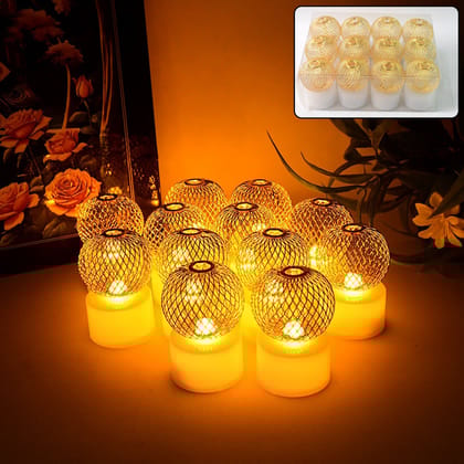 LED Ball Shaped Decorative Light with Mesh Cover (12 Pc / Set)_assorted colour