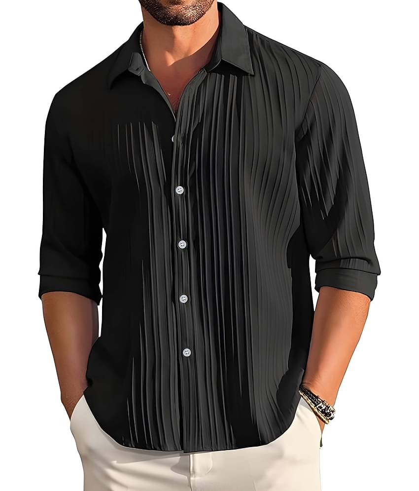Bluedove Poly Cotton Regular Fit Solids Full Sleeves Men's Casual Shirt - Black ( Pack of 1 )