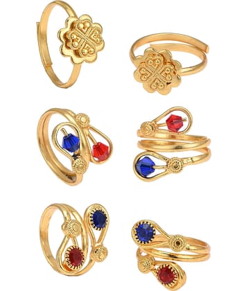 AanyaCentric Silver Plated 3 Pair Toe Rings