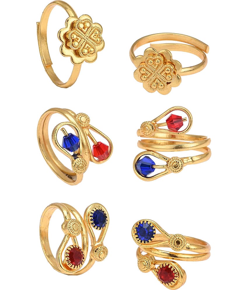 AanyaCentric Silver Plated 3 Pair Toe Rings