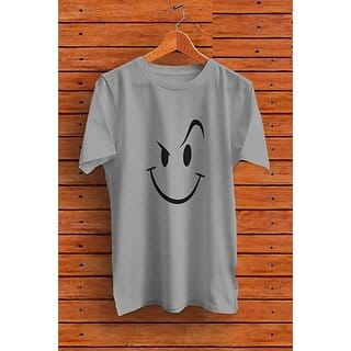 Printed Men Grey Round Neck Polyester Casual T-Shirt