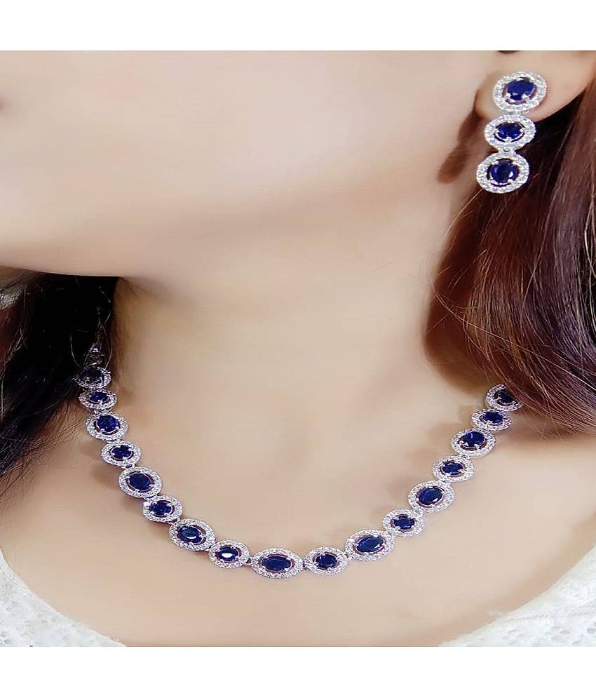 Ladymania Blue Alloy Necklace Set ( Pack of 1 )