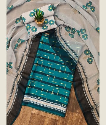 Anand Unstitched Crepe Printed Dress Material - Teal ( Pack of 1 )