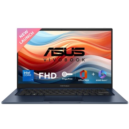 ASUS Vivobook 14, (i5 14th Gen) Intel Core 5 120U, Thin & Light Laptop(16GB RAM/512GB SSD/FHD/14/60Hz/Fingerprint Reader/M365 Basic (1Year)*/Office Home 2024/Blue/1.4 Kg) X1404VAP-EB542WS ASUS Vivobook 14, (i5 14th Gen) Intel Core 5 120U, Thin & Light La