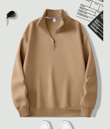fashion and youth Fleece High Neck Men's Sweatshirt - Beige ( Pack of 1 )