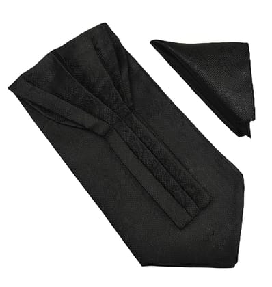 VOICI France Men's Self-Design Cravat Ascot NeckTie for Men Free Size Microfiber Fabric-Black4 VOICI France Men's Self-Design Cravat Ascot NeckTie for Men Free Size Microfiber Fabric-Black4