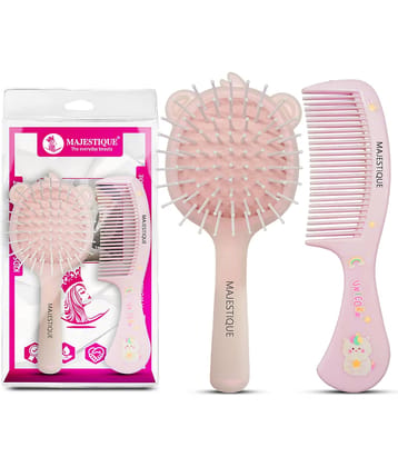 Majestique Kids Hair Grooming Set, Soft Scalp Massage Detangling Brush and Comb - 2Pcs/Multicolor