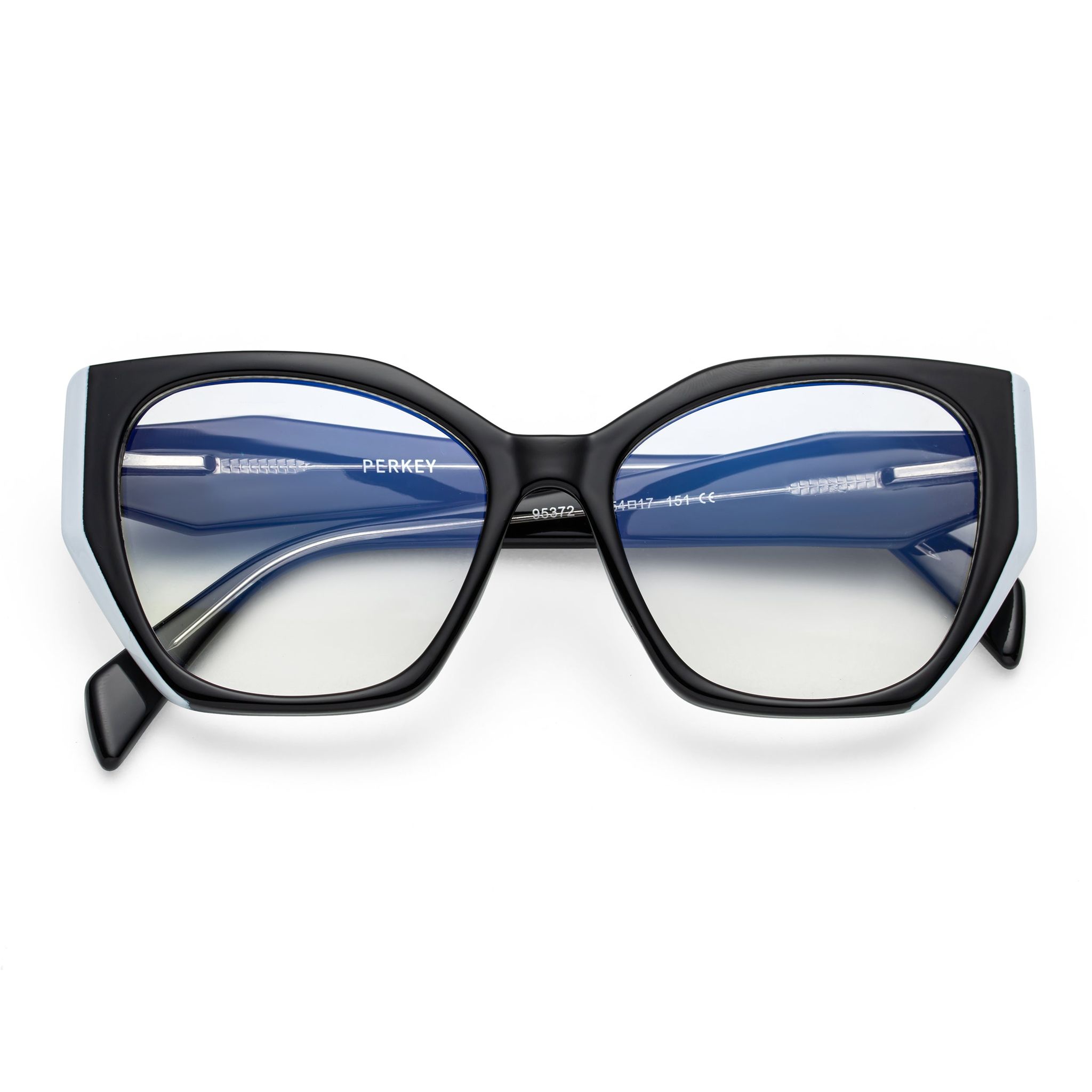 PERKEY Full Rim Cat Eye-Oversized Computer Glasses For Eye Protection Spectacles Frames Men Women - OPTL0012-C1-Medium / Clear / Black