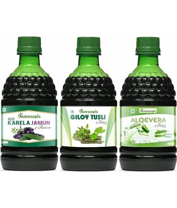 NUTROCOPIA Neem Karela Jamun, Giloy Tulsi & Aloe vera Juice Pack of 3 of 400 ML(1200 ML)