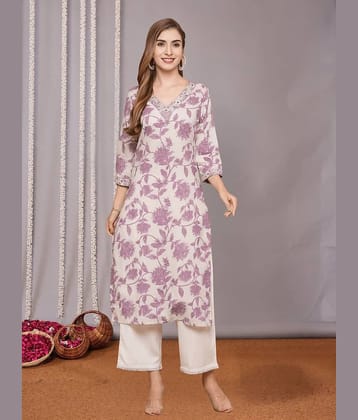 Royal Export Women Cotton Printed Straight Kurti ( White )