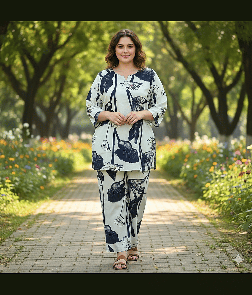 Flavia Creation Women Top With Trousers Co-Ord Set ( Blue )