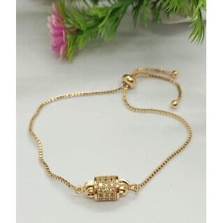 Rosegold Plated Korean CZ Anti Tarnish Stainless Steel Adjustable Bracelet