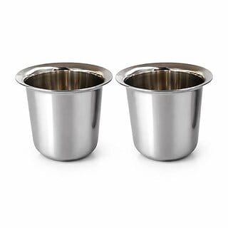 Stainless Steel Coffee Cups, 150ml Capacity, 7.5cm Height, Silver, 2 Pack
