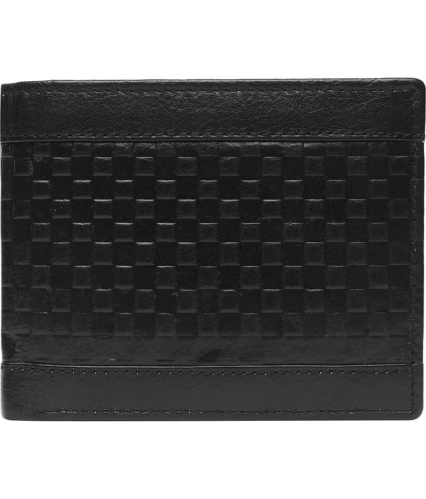 DCENT KRAFT Black Leather Men's Coin Pouch,Two Fold Wallet,RFID Wallet ( Pack of 1 )