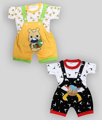 Babeezworld Pack of 2 Baby Girls Cotton Dungarees ( Multicolor )