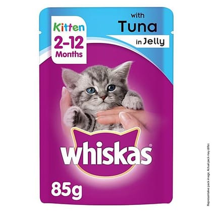 Whiskas Wet Pet Food - For Kitten, 2-12 Months, Tuna in Jelly, 85 g