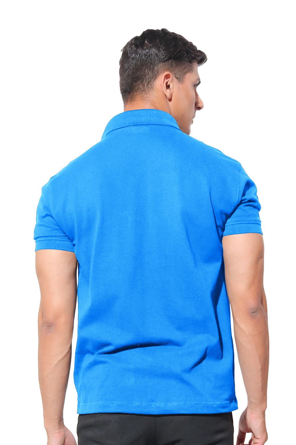 Kinnko Mens Butterfly Blue Polo Neck Cotton Solid T shirt