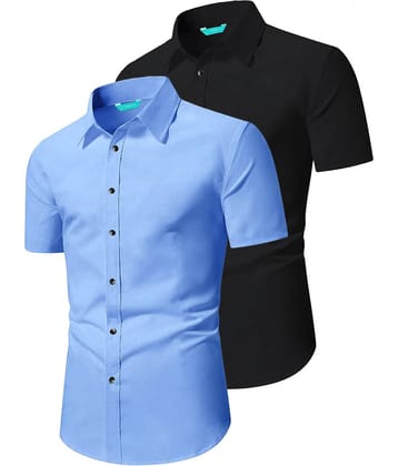 VIMASUTI Cotton Blend Slim Fit Half Sleeves Men's Formal Shirt - Grey ( Pack of 2 )