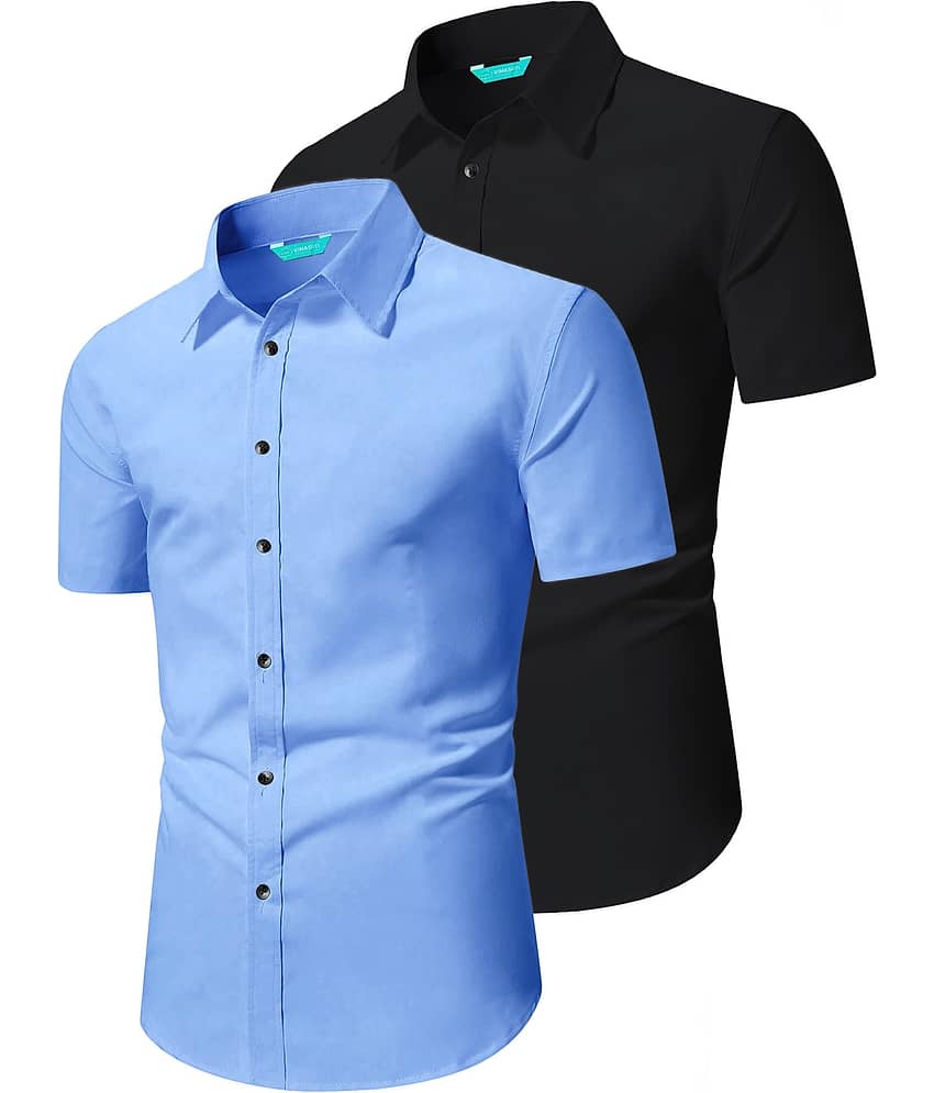 VIMASUTI Cotton Blend Slim Fit Half Sleeves Men's Formal Shirt - Grey ( Pack of 2 )