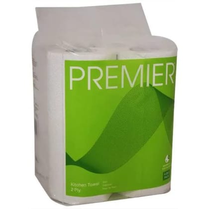2 Ply Kitchen Tissue/Towel Paper Roll, soft and highly absorbent - 2 Rolls (60 Pulls Per Roll, 120 Sheets)