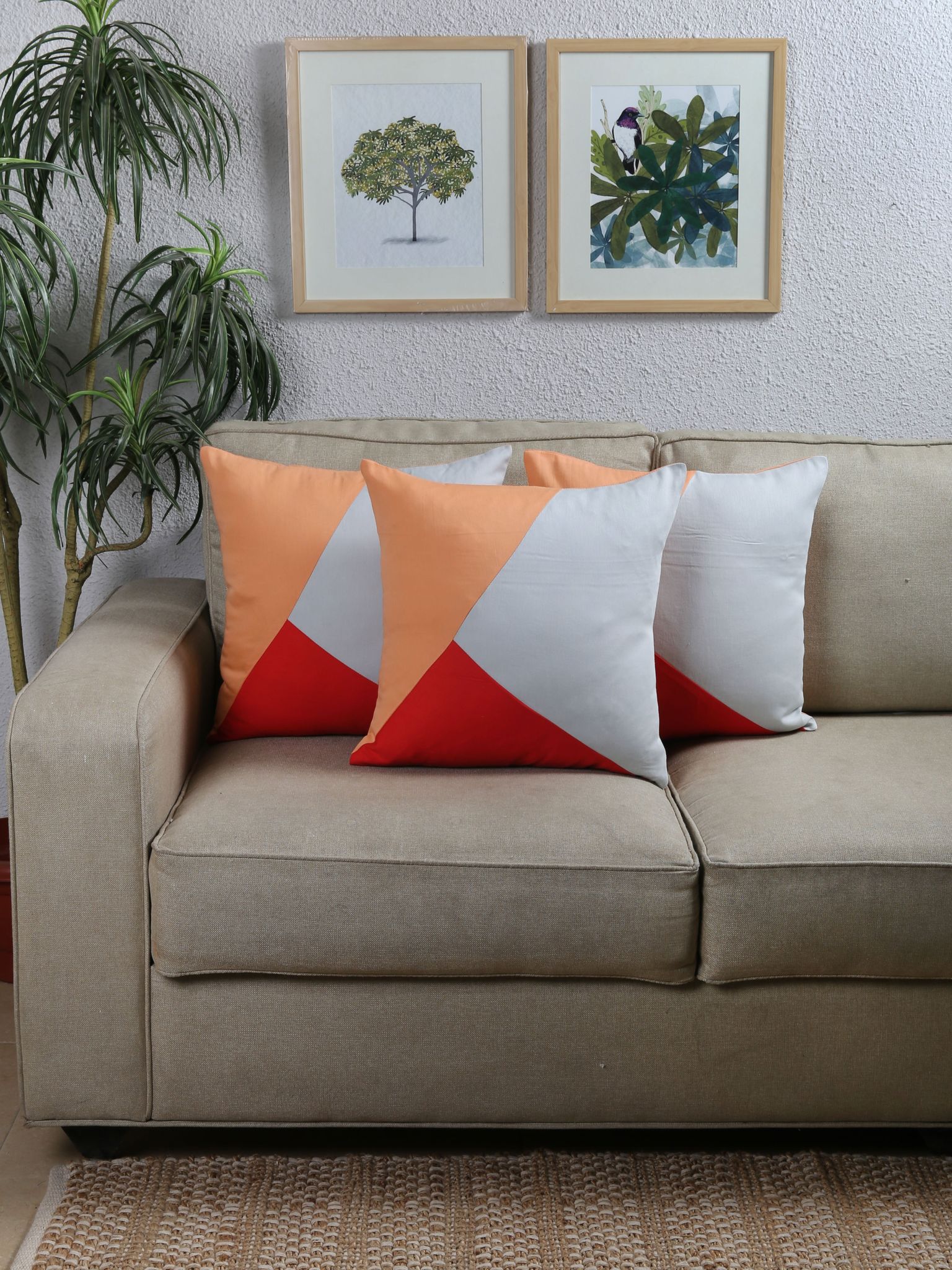 The Isosceles Triangles - Set Of 3 Cushion Covers (Grey) - Medium