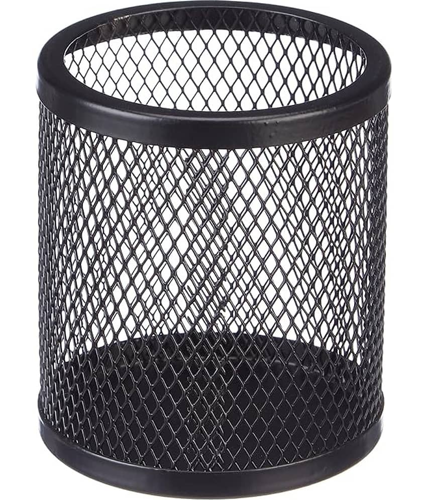 ECLET Black Pen Holder Cup for Desk, Black Wire Mesh Pencil Cup Holder for Desk Office Pen Organizer_E