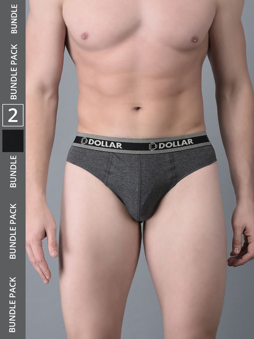 Men's Assorted Pack of 2 Solid Cotton Brief With Double Pouch Support