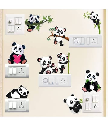 Zyozi Panda Theme Wall Sticker, Wall Sticker for Home, Animals Wall Sticker, Wall Sticker for Kids - Wall Stickers for Home Wall Decorations (Pack of 9)