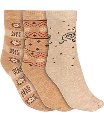Creature - Beige Woollen Women's Thumb Socks ( Pack of 3 )