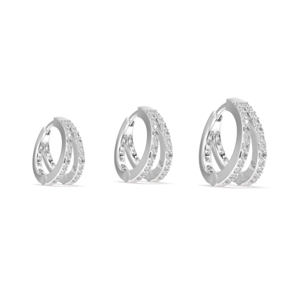 Zirconia Twin Hoops - Multiple Sizes-Rhodium / 10mm
